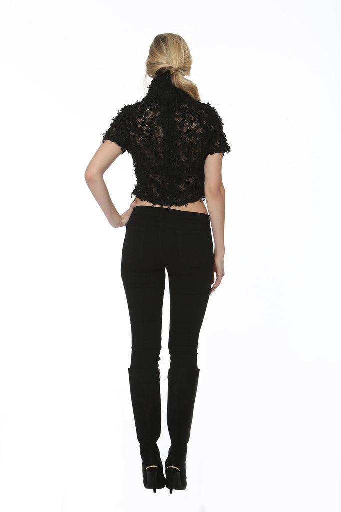 Tops - Flocked Laced Turtleneck